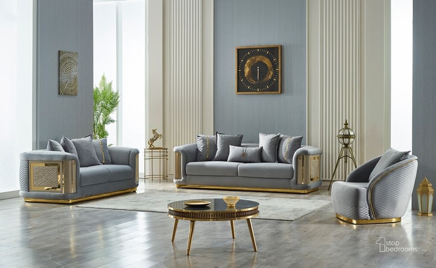The appearance of Elegance Loveseat In Light Grey designed by Furnia in the  interior design. This light grey piece of furniture  was selected by 1StopBedrooms from Elegance Collection to add a touch of cosiness and style into your home. Sku: 101-ELE-LV405-2. Material: Wood. Product Type: Loveseat. Image1