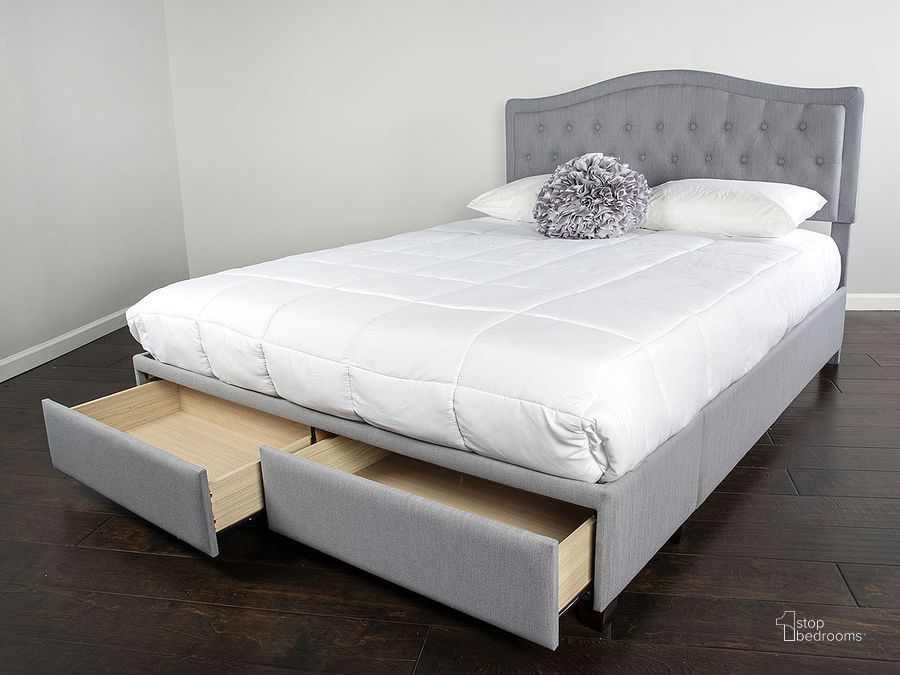 The appearance of Elise Upholstered Storage Bed (King) designed by Bernards in the transitional interior design. This gray piece of furniture  was selected by 1StopBedrooms from Elise Collection to add a touch of cosiness and style into your home. Sku: 1192DS-110. Bed Type: Storage Bed. Material: Polyester. Product Type: Storage Bed. Bed Size: King. Image1