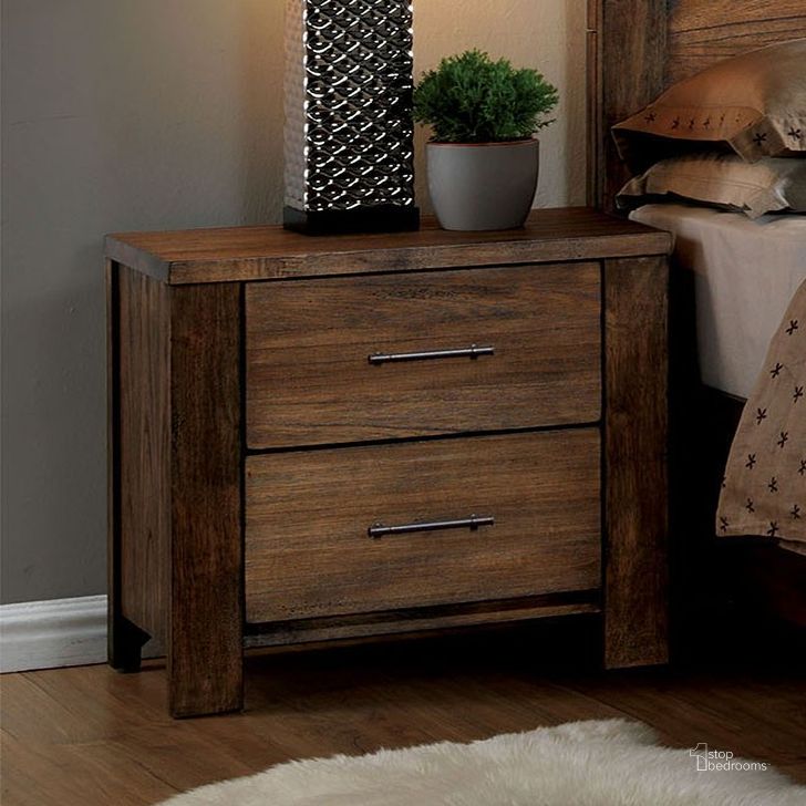 The appearance of Elkton Oak Nightstand designed by Furniture of America in the transitional interior design. This brown piece of furniture  was selected by 1StopBedrooms from Elkton Collection to add a touch of cosiness and style into your home. Sku: CM7072N. Material: Wood. Product Type: Nightstand. Image1