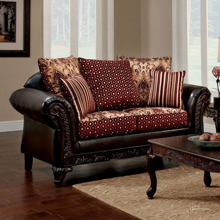 The appearance of Ellis Loveseat In Brown designed by Furniture of America in the traditional interior design. This brown piece of furniture  was selected by 1StopBedrooms from Ellis Collection to add a touch of cosiness and style into your home. Sku: SM7507N-LV. Material: Wood. Product Type: Loveseat.