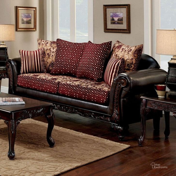 The appearance of Ellis Sofa In Brown designed by Furniture of America in the traditional interior design. This brown piece of furniture  was selected by 1StopBedrooms from Ellis Collection to add a touch of cosiness and style into your home. Sku: SM7507N-SF. Material: Wood. Product Type: Sofa. Image1