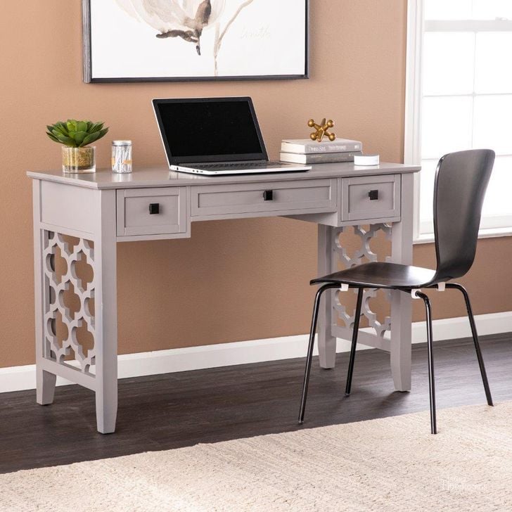 The appearance of Endorville Writing Desk With Storage designed by SEI Furniture in the transitional interior design. This gray piece of furniture  was selected by 1StopBedrooms from Endorville Collection to add a touch of cosiness and style into your home. Sku: HO1155337. Material: Wood. Product Type: Writing Desk. Image1