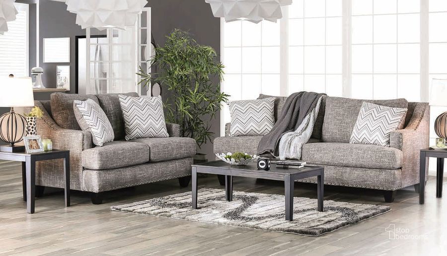 The appearance of Erika Living Room Set designed by Furniture of America in the transitional interior design. This gray piece of furniture  was selected by 1StopBedrooms from Erika Collection to add a touch of cosiness and style into your home. Sku: SM6420-SF;SM6420-LV. Material: Fabric. Product Type: Living Room Set. Image1