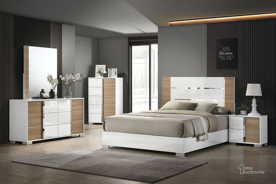 The appearance of Erlangen California King Bed In White and Natural designed by Furniture of America in the modern / contemporary interior design. This white/natural piece of furniture  was selected by 1StopBedrooms from Erlangen Collection to add a touch of cosiness and style into your home. Sku: CM7462WH-K-HBFB;CM7462WH-CK-R. Bed Type: Platform Bed. Material: Wood. Product Type: Platform Bed. Bed Size: California King. Image1
