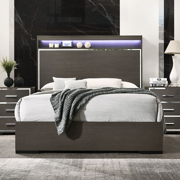 The appearance of Escher Bookcase Bed (King) designed by ACME in the modern / contemporary interior design. This gray oak piece of furniture  was selected by 1StopBedrooms from Escher Collection to add a touch of cosiness and style into your home. Sku: 27647EK-HF;27648EK-R. Bed Type: Bookcase Bed. Material: Wood. Product Type: Bookcase Bed. Bed Size: King. Image1