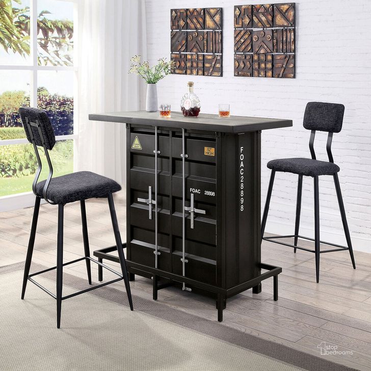 The appearance of Esdargo Bar Height Table With Led Light In Black and Distressed Dark Oak designed by Furniture of America in the industrial interior design. This black and distressed dark oak piece of furniture  was selected by 1StopBedrooms from Esdargo Collection to add a touch of cosiness and style into your home. Sku: CM3789BK-BT. Material: Wood. Product Type: Counter Height Table. Image1