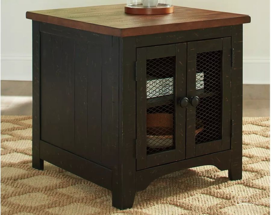 The appearance of Estlin Black/Brown End Table 0qd2345324 designed by Isaac Tahari in the industrial interior design. This black/brown piece of furniture  was selected by 1StopBedrooms from Estlin Collection to add a touch of cosiness and style into your home. Sku: T468-3. Material: Metal. Product Type: End Table. Image1