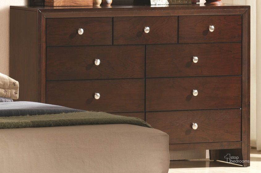 The appearance of Ethensville Warm Brown Dresser designed by Boho House in the modern / contemporary interior design. This warm brown piece of furniture  was selected by 1StopBedrooms from Ethensville Collection to add a touch of cosiness and style into your home. Sku: B4700-1. Material: Wood. Product Type: Dresser. Image1
