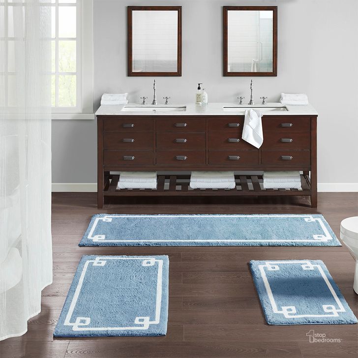 The appearance of Evan Cotton Tufted Bath Rug In Blue MP72-6209 designed by Olliix in the transitional interior design. This blue piece of furniture  was selected by 1StopBedrooms from Evan Collection to add a touch of cosiness and style into your home. Sku: MP72-6209. Product Type: Rug. Material: Cotton. Image1