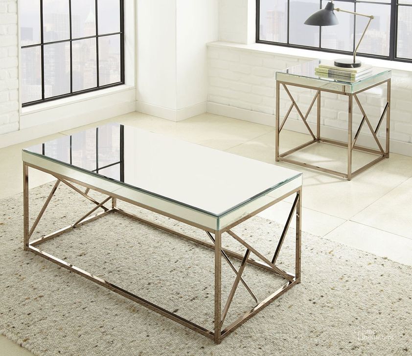 The appearance of Evelyn Occasional Table Set designed by Steve Silver in the modern / contemporary interior design. This copper piece of furniture  was selected by 1StopBedrooms from Evelyn Collection to add a touch of cosiness and style into your home. Sku: EV200C;EV200E. Material: Metal. Product Type: Occasional Table Set. Image1