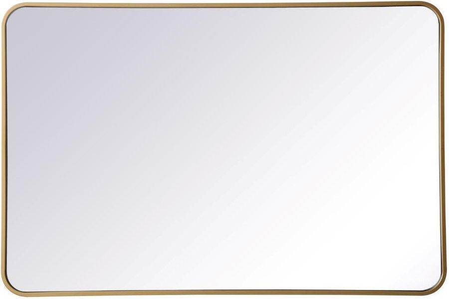 The appearance of Evermore Brass Rectangular Mirror MR802842BR designed by Elegant Lighting in the transitional interior design. This brass piece of furniture  was selected by 1StopBedrooms from Evermore Collection to add a touch of cosiness and style into your home. Sku: MR802842BR. Material: Metal. Product Type: Mirror. Image1