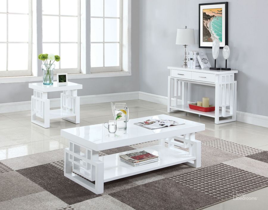 The appearance of Everridge White Occasional Table Set 0qd2319932 designed by Boho House in the modern / contemporary interior design. This white piece of furniture  was selected by 1StopBedrooms from Everridge Collection to add a touch of cosiness and style into your home. Sku: 705708;705707. Material: Wood. Product Type: Occasional Table Set. Table Top Shape: Rectangular. Image1