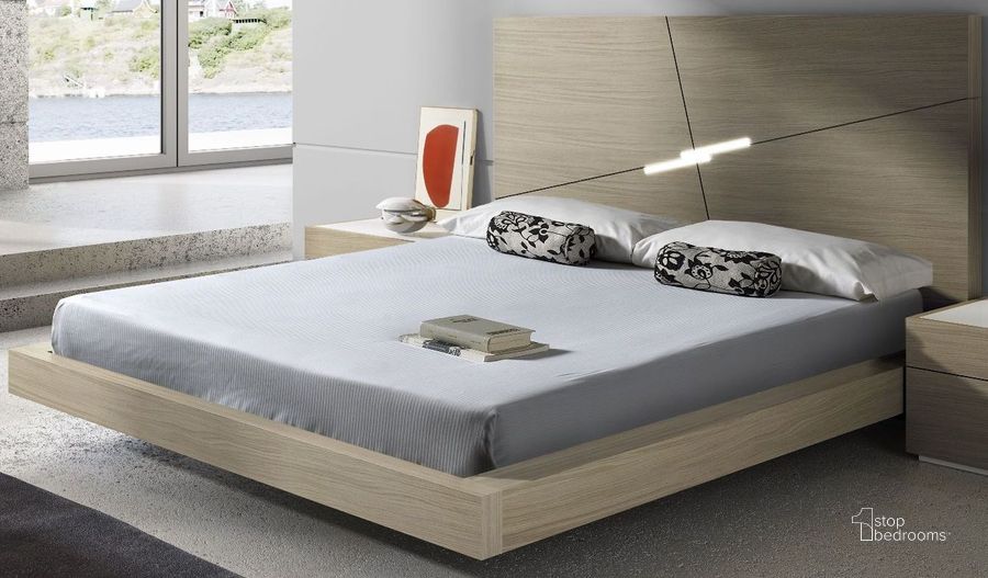 The appearance of Evora Queen Platform Bed designed by J&M in the modern / contemporary interior design. This cream piece of furniture  was selected by 1StopBedrooms from Evora Collection to add a touch of cosiness and style into your home. Sku: 18145-Q. Bed Type: Platform Bed. Material: Wood. Product Type: Platform Bed. Bed Size: Queen. Image1
