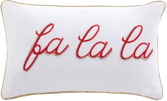 The appearance of Fa La La Pillow designed by Safavieh in the modern / contemporary interior design. This ivory and red piece of furniture  was selected by 1StopBedrooms from Safavieh PLS Collection to add a touch of cosiness and style into your home. Sku: PLS7110A-1220. Material: Cotton. Product Type: Pillows and Throw. Image1
