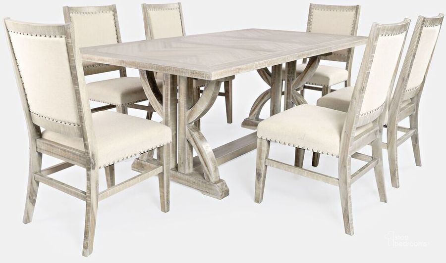 The appearance of Fairview Mid-Century Distressed 78 Inch Seven-Piece Upholstered Dining Set In Ash designed by Jofran in the modern / contemporary interior design. This ash piece of furniture  was selected by 1StopBedrooms from Fairview Collection to add a touch of cosiness and style into your home. Sku: 1933-78D-7. Product Type: Dining Room Set. Material: Wood Veneer. Image1