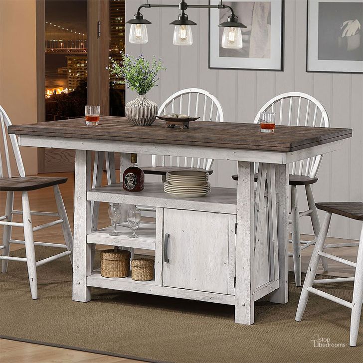 The appearance of Farmhouse Gathering Dining Room Set designed by Liberty in the transitional interior design. This white piece of furniture  was selected by 1StopBedrooms from Farmhouse Collection to add a touch of cosiness and style into your home. Sku: 139WH-GT3660;139WH-B100024. Table Top Shape: Square. Product Type: Dining Room Set. Material: Rubberwood. Image1