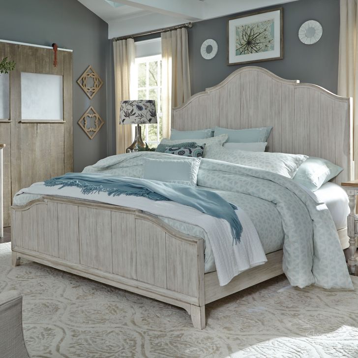 The appearance of Farmhouse Reimagined Antique White King Panel Bed designed by Liberty in the traditional interior design. This antique white piece of furniture  was selected by 1StopBedrooms from Farmhouse Reimagined Collection to add a touch of cosiness and style into your home. Sku: 652-BR15;652-BR16;652-BR90. Bed Type: Panel Bed. Material: Wood. Product Type: Panel Bed. Bed Size: King. Image1