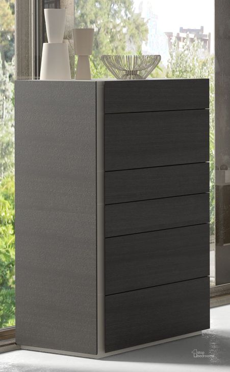 The appearance of Faro Natural Grey Lacquer 6 Drawer Chest designed by J&M in the modern / contemporary interior design. This dark grey piece of furniture  was selected by 1StopBedrooms from Faro Collection to add a touch of cosiness and style into your home. Sku: 1786722-C. Material: Wood. Product Type: Chest.