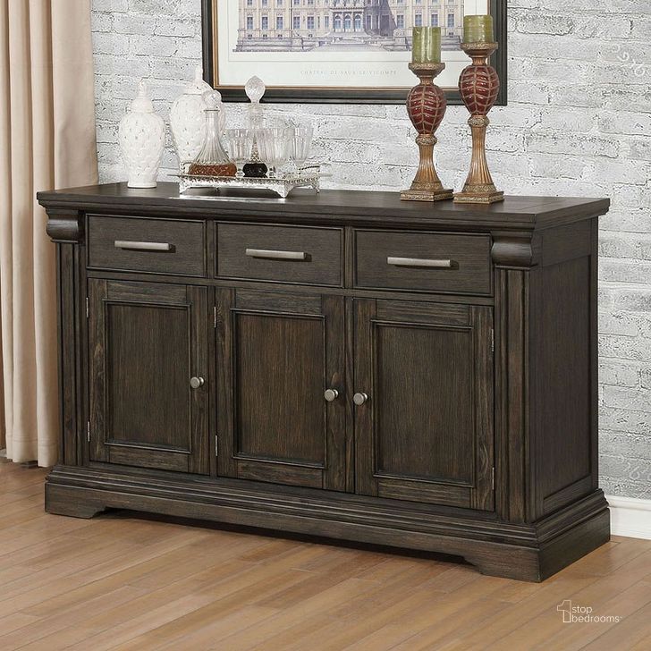 The appearance of Faulk Espresso Server designed by Furniture of America in the transitional interior design. This brown piece of furniture  was selected by 1StopBedrooms from Faulk Collection to add a touch of cosiness and style into your home. Sku: CM3310SV. Material: Wood. Product Type: Buffets, Sideboards and Server. Image1