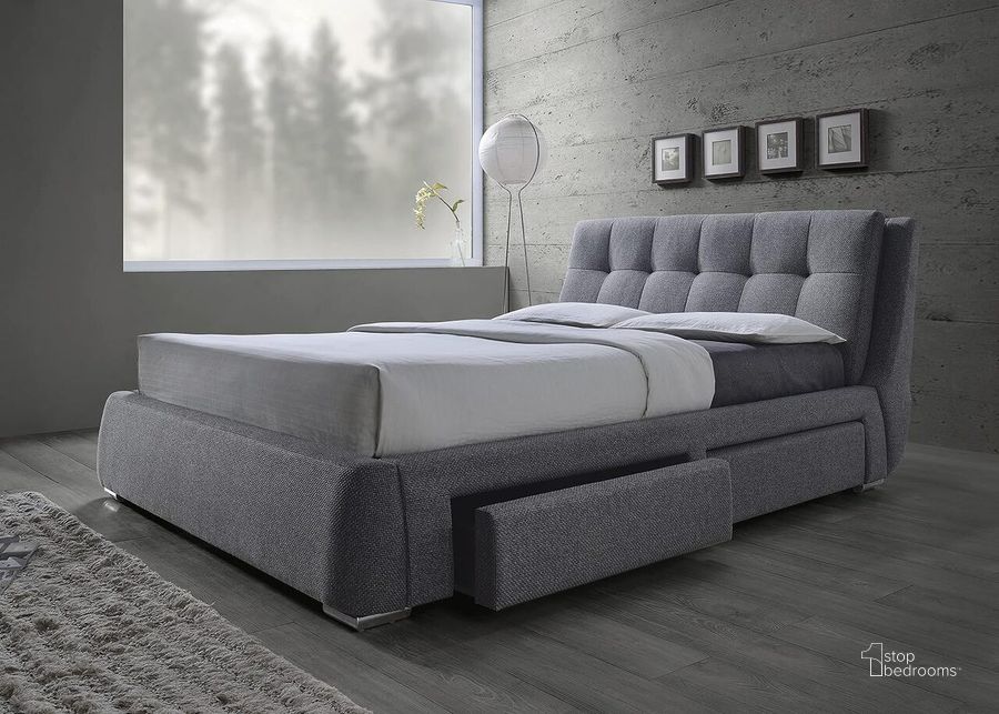The appearance of Fenbrook Gray King Platform Storage Bed designed by Coaster in the modern / contemporary interior design. This gray piece of furniture  was selected by 1StopBedrooms from Fenbrook Collection to add a touch of cosiness and style into your home. Sku: 300523KEB1;300523KEB2;300523KEB3;300523KEB4;300523KEB5. Bed Type: Storage Bed. Material: Fabric. Product Type: Storage Bed. Bed Size: King. Image1