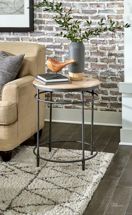 The appearance of Fenway 22 Inch Solid Wood And Metal Mango Round End Table designed by Martin Svensson Home in the transitional interior design. This mango piece of furniture  was selected by 1StopBedrooms from Fenway Collection to add a touch of cosiness and style into your home. Sku: 8714221. Material: Metal. Product Type: End Table. Image1