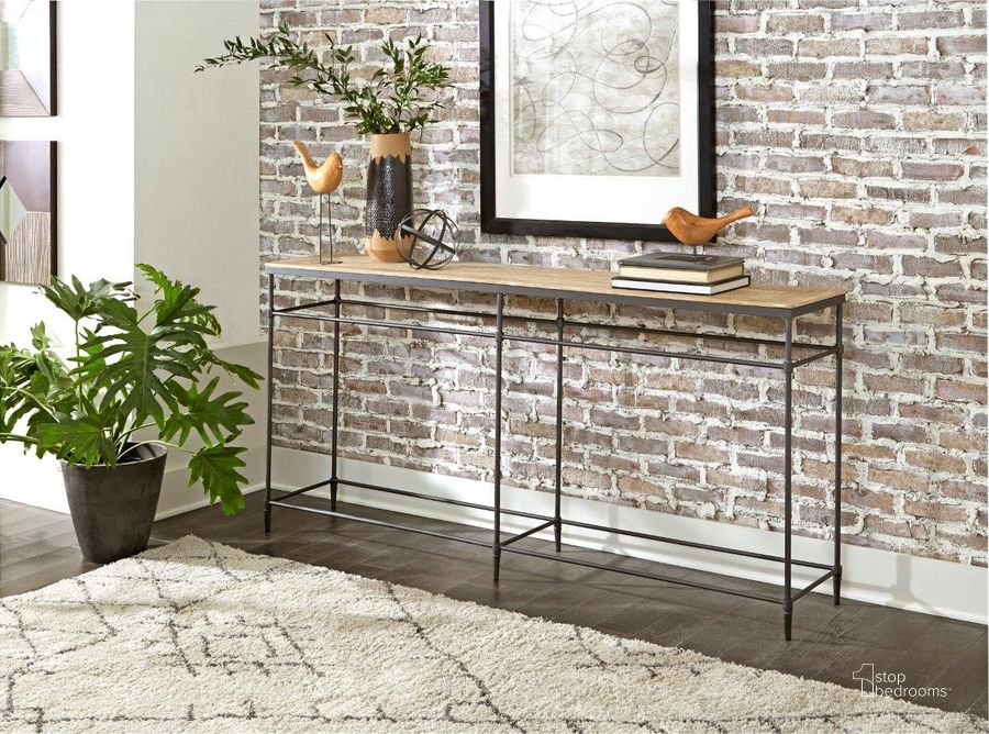 The appearance of Fenway 74 Inch Solid Wood And Metal Mango Sofa Console Table designed by Martin Svensson Home in the transitional interior design. This mango piece of furniture  was selected by 1StopBedrooms from Fenway Collection to add a touch of cosiness and style into your home. Sku: 8714241. Material: Metal. Product Type: Console Table. Image1