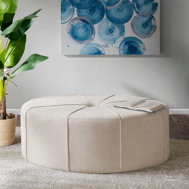 The appearance of Ferris Oval Ottoman In Cream designed by Olliix in the traditional interior design. This cream piece of furniture  was selected by 1StopBedrooms from Ferris Collection to add a touch of cosiness and style into your home. Sku: MP101-0712. Material: Wood. Product Type: Ottoman. Image1