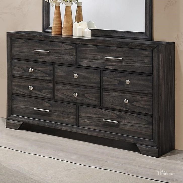The appearance of Crown Mark Jaymes Dresser in Dark Brown designed by Crown Mark in the modern / contemporary interior design. This dark brown piece of furniture  was selected by 1StopBedrooms from Jaymes Collection to add a touch of cosiness and style into your home. Sku: B6580-1. Material: Metal. Product Type: Dresser. Image1