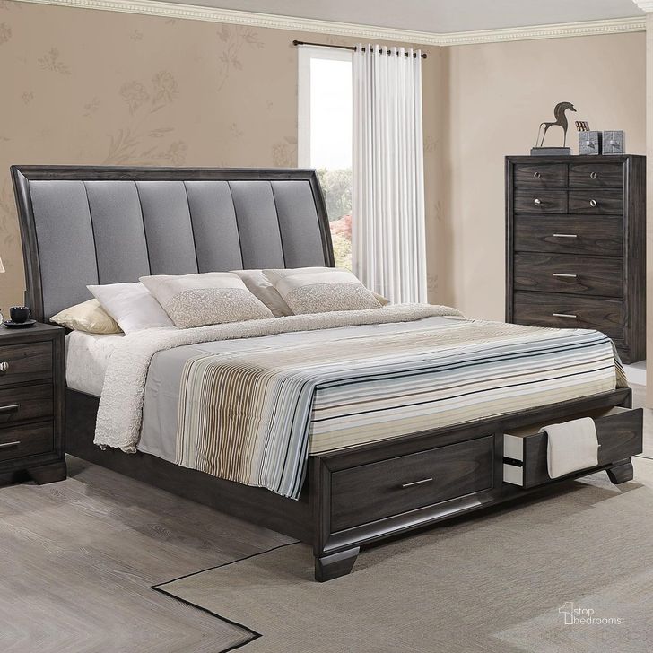 The appearance of Crown Mark Jaymes Queen Storage Bed in Dark Brown designed by Crown Mark in the modern / contemporary interior design. This dark brown piece of furniture  was selected by 1StopBedrooms from Jaymes Collection to add a touch of cosiness and style into your home. Sku: B6580-Q-HB;B6580-Q-FBD;B6580-KQ-RAIL. Bed Type: Storage Bed. Material: Metal. Product Type: Storage Bed. Bed Size: Queen. Image1