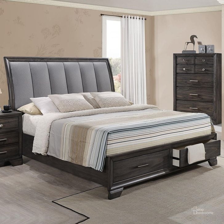 The appearance of Crown Mark Jaymes King Storage Bed in Dark Brown designed by Crown Mark in the modern / contemporary interior design. This dark brown piece of furniture  was selected by 1StopBedrooms from Jaymes Collection to add a touch of cosiness and style into your home. Sku: B6580-K-HB;B6580-K-FBD;B6580-KQ-RAIL. Bed Type: Storage Bed. Material: Metal. Product Type: Storage Bed. Bed Size: King. Image1