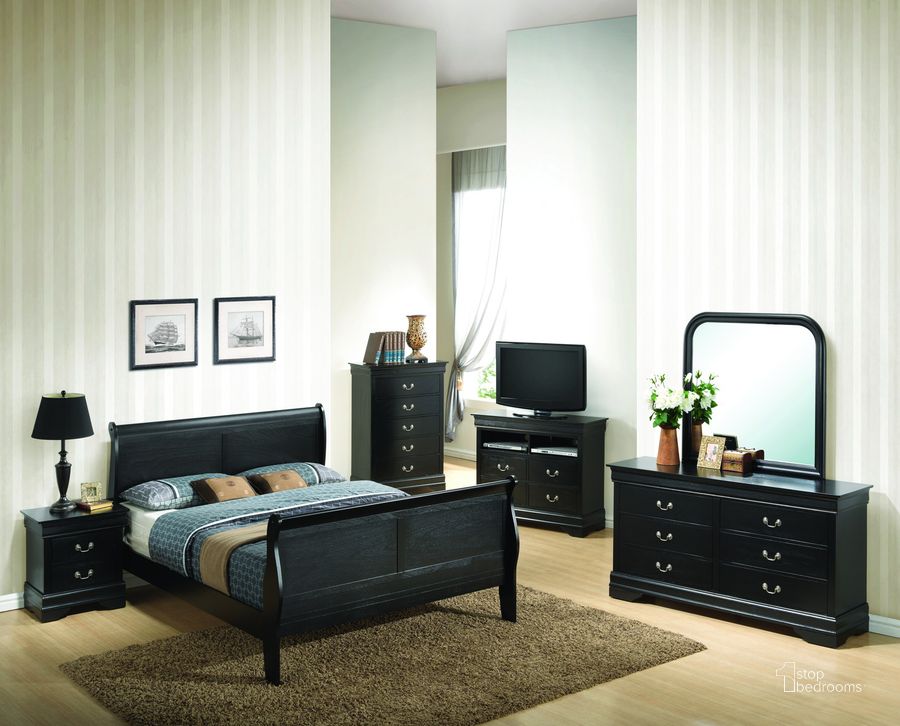 The appearance of Glory Furniture G3150 Bedroom Set in Black designed by Glory in the traditional interior design. This black piece of furniture  was selected by 1StopBedrooms from G3150 Collection to add a touch of cosiness and style into your home. Sku: G3150A-TB-Twin Bed  Headboard & Footboard;G3150A-TB-Twin Bed  Rails;G3150-N-Nightstand. Material: Glass. Product Type: Sleigh Bed. Bed Size: Queen. Image1