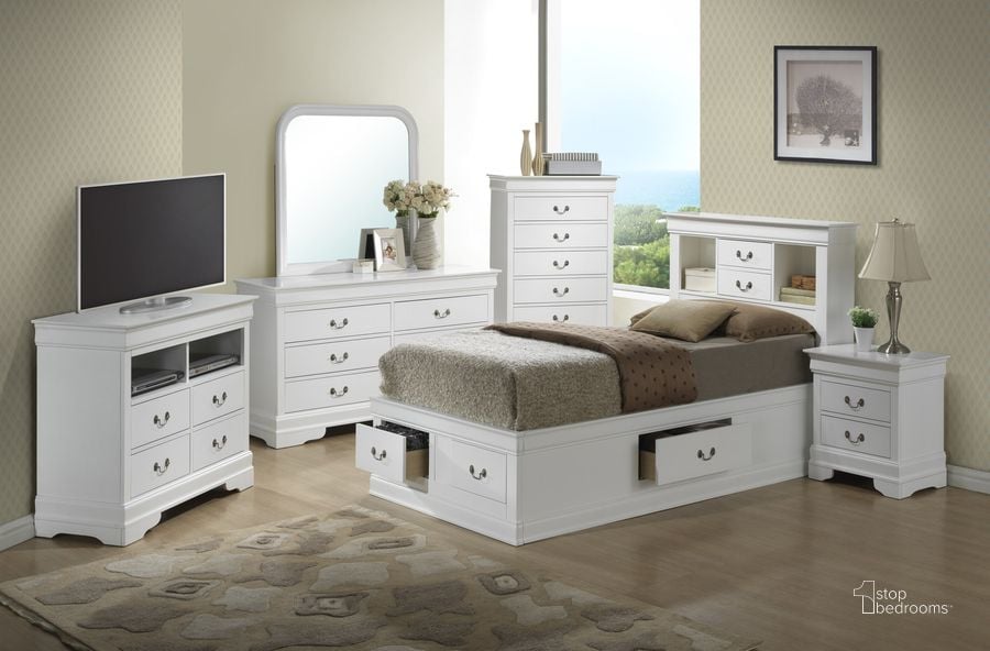 The appearance of Glory Furniture G3190 Storage Bedroom Set in White designed by Glory in the traditional interior design. This white piece of furniture  was selected by 1StopBedrooms from G3190 Collection to add a touch of cosiness and style into your home. Sku: G3190B-TSB-Twin Storage Bed  Headboard;G3190B-TSB-Twin Storage Bed  Footboard;G3190B-TSB-Twin Storage Bed  Rails;G3190B-TSB-Twin Storage Bed  Drawers for Rails;G3190B-TSB-Twin Storage Bed  Drawers for Footboard;G3190-N-Nightstand. Material: Wood. Product Type: Storage Bed. Bed Size: Twin. Image1