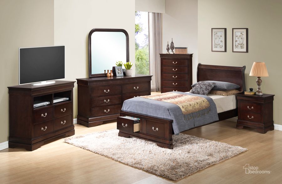 The appearance of Glory Furniture G3125 Low Profile Storage Bedroom Set in Cappuccino designed by Glory in the traditional interior design. This cappuccino piece of furniture  was selected by 1StopBedrooms from G3125 Collection to add a touch of cosiness and style into your home. Sku: G3125D-TSB2-Twin Bed  Headboard;G3125D-TSB2-Twin Bed  Footboard;G3125D-TSB2-Twin Bed  Rails;G3125D-TSB2-Twin Bed  Footboard Drawers;G3125-N-Nightstand. Material: Wood. Product Type: Storage Bed. Bed Size: Twin. Image1