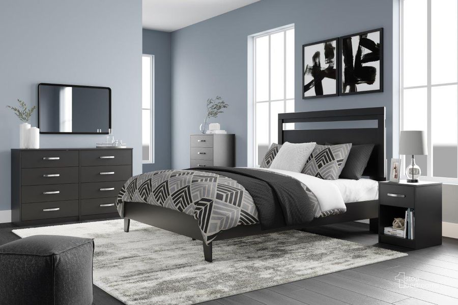 The appearance of Flannia Black Platform Bedroom Set designed by Signature Design by Ashley in the transitional interior design. This black/brown piece of furniture  was selected by 1StopBedrooms from Flannia Collection to add a touch of cosiness and style into your home. Sku: EB3392-113;EB3392-157;EB3392-291. Bed Type: Platform Bed. Material: Wood. Product Type: Platform Bed. Bed Size: Queen. Image1