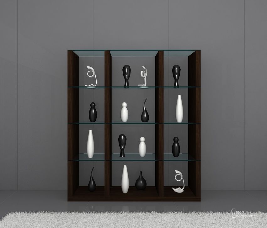 The appearance of JandM Float Dining Display Wall in Dark Oak designed by J&M in the modern / contemporary interior design. This dark chocolate piece of furniture  was selected by 1StopBedrooms from Float Collection to add a touch of cosiness and style into your home. Sku: 17706. Material: Wood. Product Type: Display Cabinet. Image1