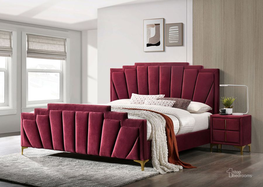 The appearance of Florizel California King Bed In Red designed by Furniture of America in the glam interior design. This red piece of furniture  was selected by 1StopBedrooms from Florizel Collection to add a touch of cosiness and style into your home. Sku: CM7411RD-CK-HB;CM7411RD-CK-FB;CM7411RD-CK-R. Bed Type: Platform Bed. Material: Steel. Product Type: Platform Bed. Bed Size: California King. Image1