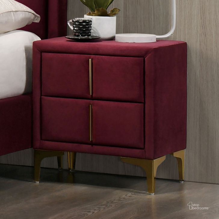 The appearance of Florizel Night Stand In Red designed by Furniture of America in the glam interior design. This red piece of furniture  was selected by 1StopBedrooms from Florizel Collection to add a touch of cosiness and style into your home. Sku: CM7411RD-N. Material: Steel. Product Type: Nightstand. Image1