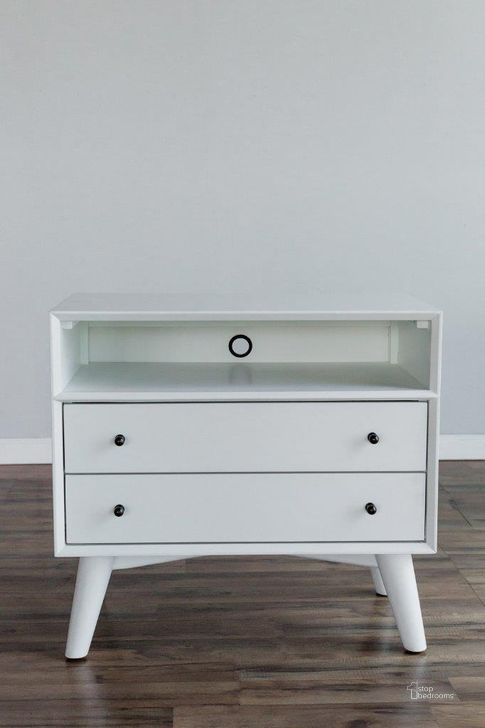 The appearance of Flynn Large Nightstand In White designed by Alpine in the transitional interior design. This white piece of furniture  was selected by 1StopBedrooms from Flynn Collection to add a touch of cosiness and style into your home. Sku: 966-W-22. Material: Wood. Product Type: Nightstand. Image1