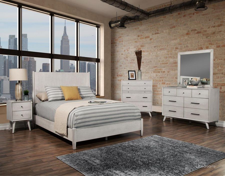 The appearance of Flynn Mid Century Modern California King Panel Bed In Gray designed by Alpine in the  interior design. This gray piece of furniture  was selected by 1StopBedrooms from Flynn Collection to add a touch of cosiness and style into your home. Sku: 966G-07CK. Bed Type: Panel Bed. Material: Wood. Product Type: Panel Bed. Bed Size: California King. Image1