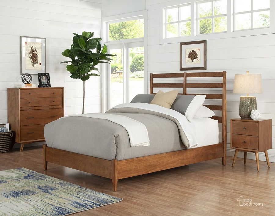 The appearance of Flynn Retro Acorn Platform Bedroom Set designed by Alpine in the transitional interior design. This brown piece of furniture  was selected by 1StopBedrooms from Flynn Collection to add a touch of cosiness and style into your home. Sku: 1066-21Q;966-02. Bed Type: Platform Bed. Material: Wood. Product Type: Platform Bed. Bed Size: Queen. Image1