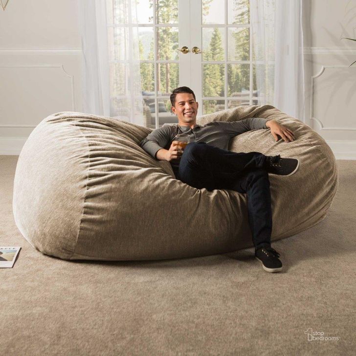 The appearance of Foam 7 Foot Giant Bean Bag Sofa Premium Chenille In Beige designed by Jaxx Bean Bags in the modern / contemporary interior design. This beige piece of furniture  was selected by 1StopBedrooms from  to add a touch of cosiness and style into your home. Sku: 17583850. Product Type: Accent Chair. Material: Chenille. Image1