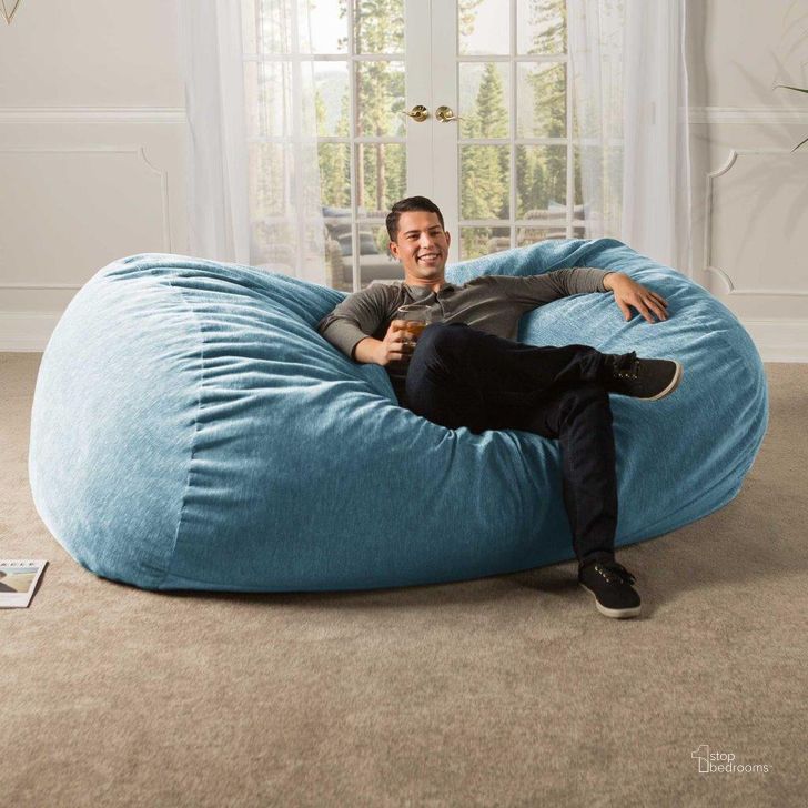 The appearance of Foam 7 Foot Giant Bean Bag Sofa Premium Chenille In Turquoise designed by Jaxx Bean Bags in the modern / contemporary interior design. This turquoise piece of furniture  was selected by 1StopBedrooms from  to add a touch of cosiness and style into your home. Sku: 17583413. Product Type: Accent Chair. Material: Chenille. Image1