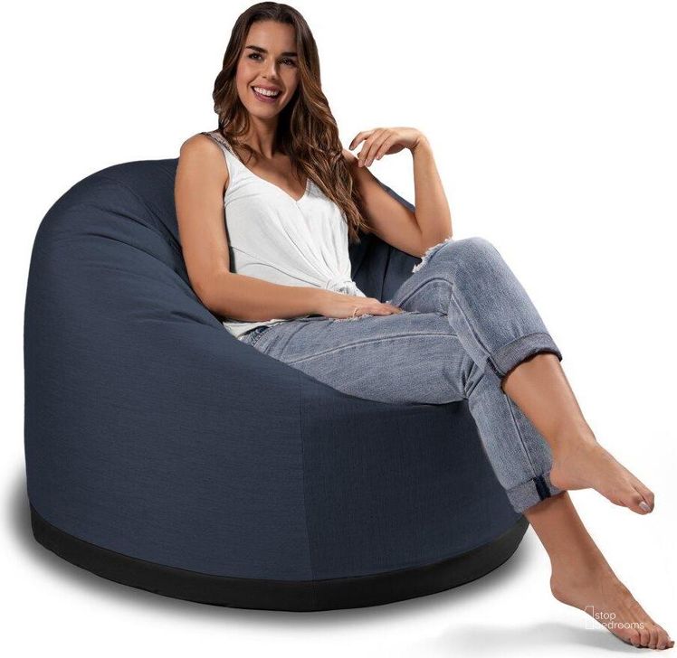 The appearance of Foam Labs Helena Large Round Outdoor Bean Bag Club Chair Sunbrella Indigo designed by Jaxx Bean Bags in the modern / contemporary interior design. This indigo piece of furniture  was selected by 1StopBedrooms from  to add a touch of cosiness and style into your home. Sku: 18363565. Material: Fabric. Product Type: Accent Chair. Image1