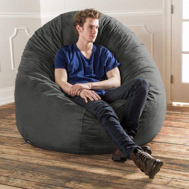 The appearance of Foam Labs Joran 6 Foot Large Bean Bag Chair for Adults In Charcoal designed by Jaxx Bean Bags in the transitional interior design. This charcoal piece of furniture  was selected by 1StopBedrooms from  to add a touch of cosiness and style into your home. Sku: 10887112. Material: Microsuede. Product Type: Accent Chair. Image1