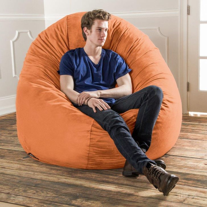 The appearance of Foam Labs Joran 6 Foot Large Bean Bag Chair for Adults In Mandarin designed by Jaxx Bean Bags in the transitional interior design. This orange piece of furniture  was selected by 1StopBedrooms from  to add a touch of cosiness and style into your home. Sku: 10887679. Material: Microsuede. Product Type: Accent Chair. Image1