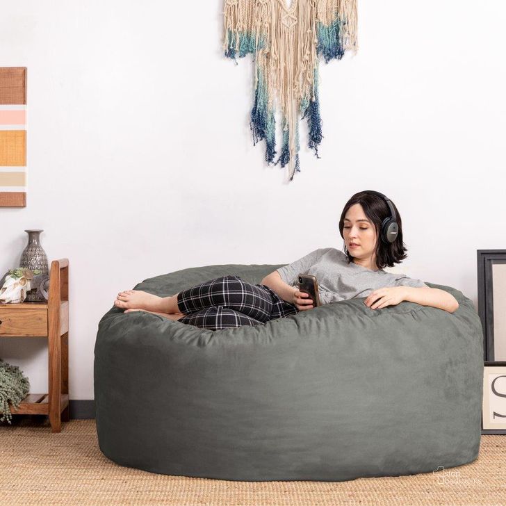 The appearance of Foam Labs Sak 5 Foot Large Bean Bag With Removable Cover In Charcoal designed by Jaxx Bean Bags in the traditional interior design. This charcoal piece of furniture  was selected by 1StopBedrooms from  to add a touch of cosiness and style into your home. Sku: 10846112. Material: Microsuede. Product Type: Accent Chair. Image1