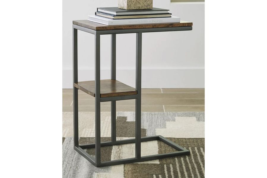 The appearance of Forestmin Natural and Black Accent Table designed by Signature Design by Ashley in the transitional interior design. This natural/black piece of furniture  was selected by 1StopBedrooms from Forestmin Collection to add a touch of cosiness and style into your home. Sku: A4000049. Material: Metal. Product Type: Accent Table. Image1