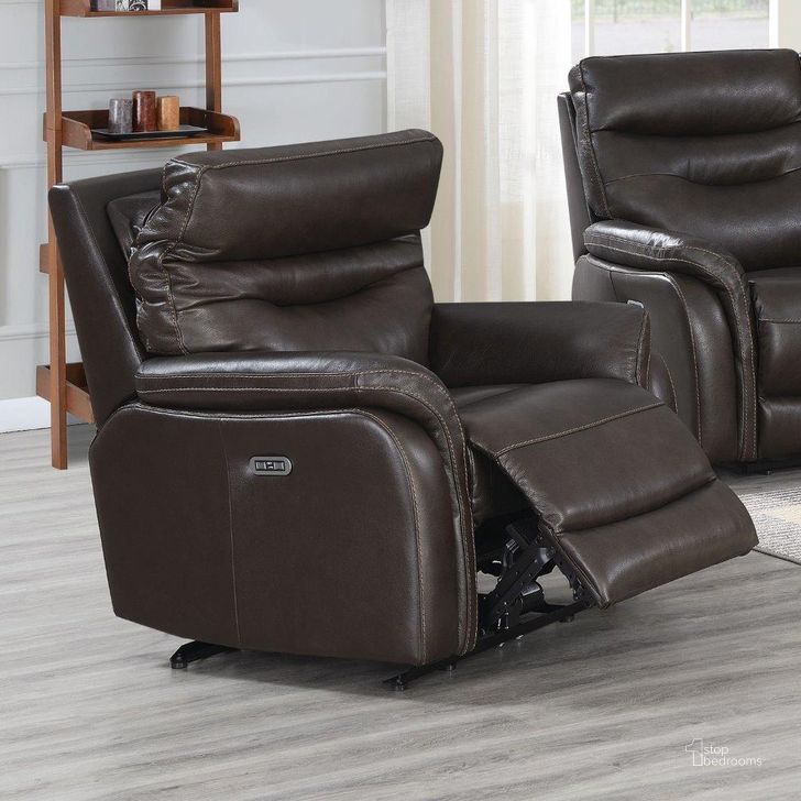 The appearance of Fortuna Power Recliner Chair In Dark Brown designed by Steve Silver in the modern / contemporary interior design. This dark brown piece of furniture  was selected by 1StopBedrooms from Fortuna Collection to add a touch of cosiness and style into your home. Sku: FT850CC. Product Type: Reclining Chair. Material: Plywood. Image1