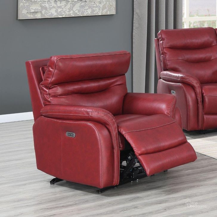 The appearance of Fortuna Power Recliner In Red designed by Steve Silver in the  interior design. This red piece of furniture  was selected by 1StopBedrooms from Fortuna Collection to add a touch of cosiness and style into your home. Sku: FT850CW. Product Type: Recliner. Material: Plywood. Image1