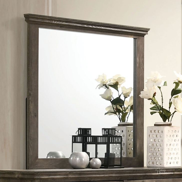The appearance of Fortworth Mirror In Gray designed by Furniture of America in the transitional interior design. This gray piece of furniture  was selected by 1StopBedrooms from Fortworth Collection to add a touch of cosiness and style into your home. Sku: CM7186M. Material: Wood. Product Type: Mirror. Image1